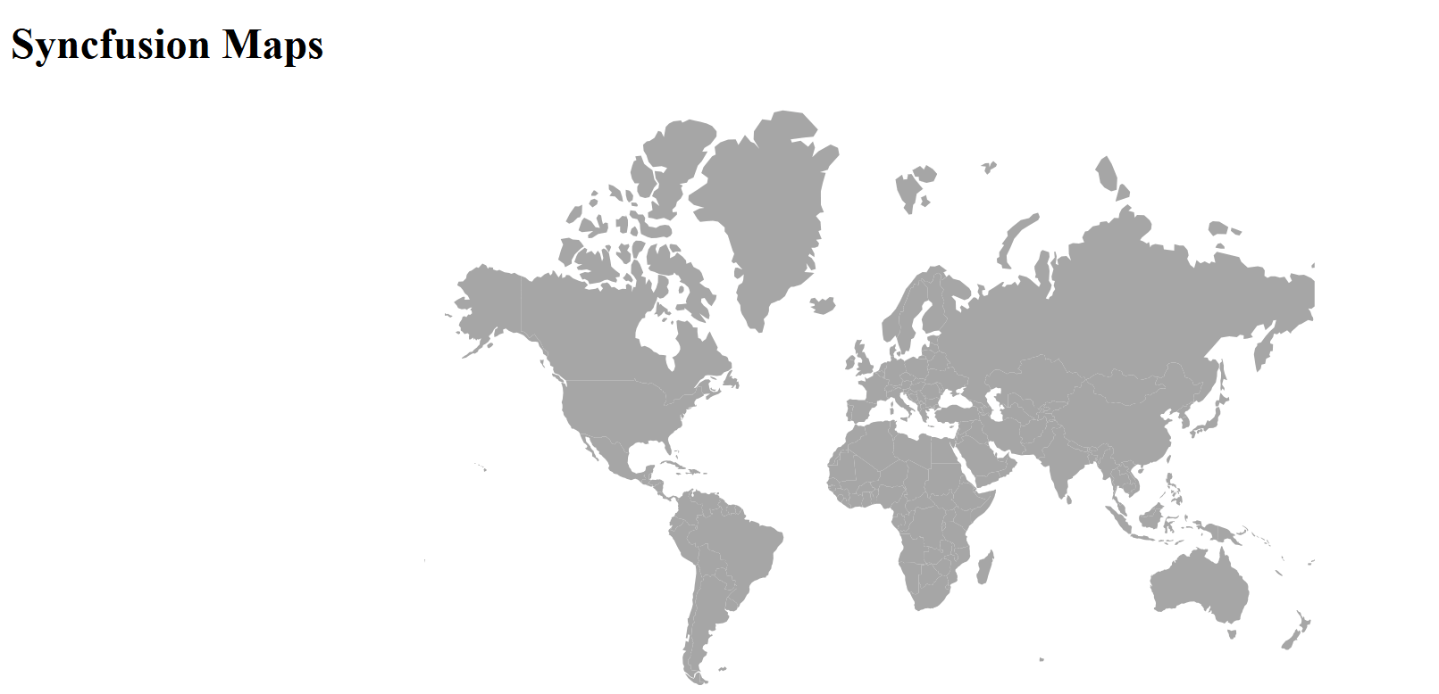 Syncfusion Maps Quick Start Output