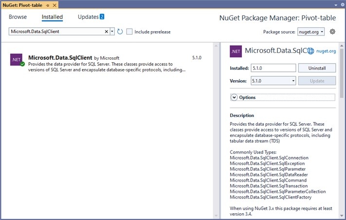 Add the NuGet package Microsoft.Data.SqlClient to the project