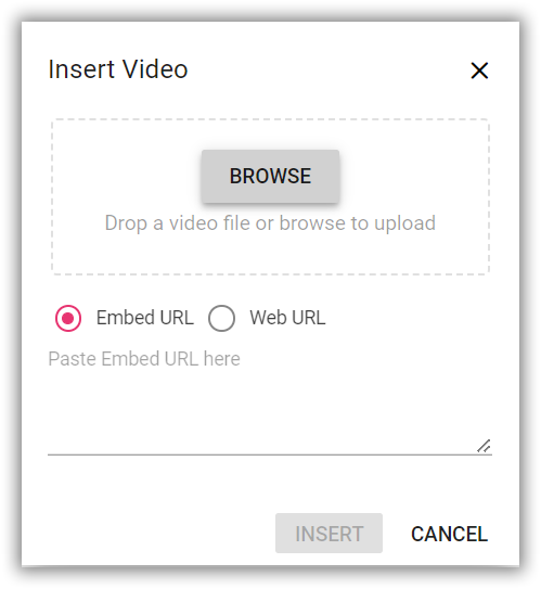 JavaScript Rich Text Editor Embed URL Video insert