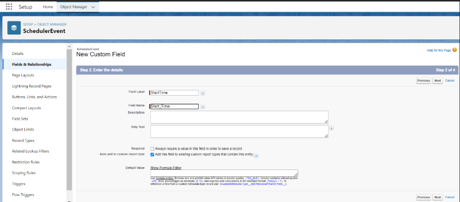 Salesforce New custom field