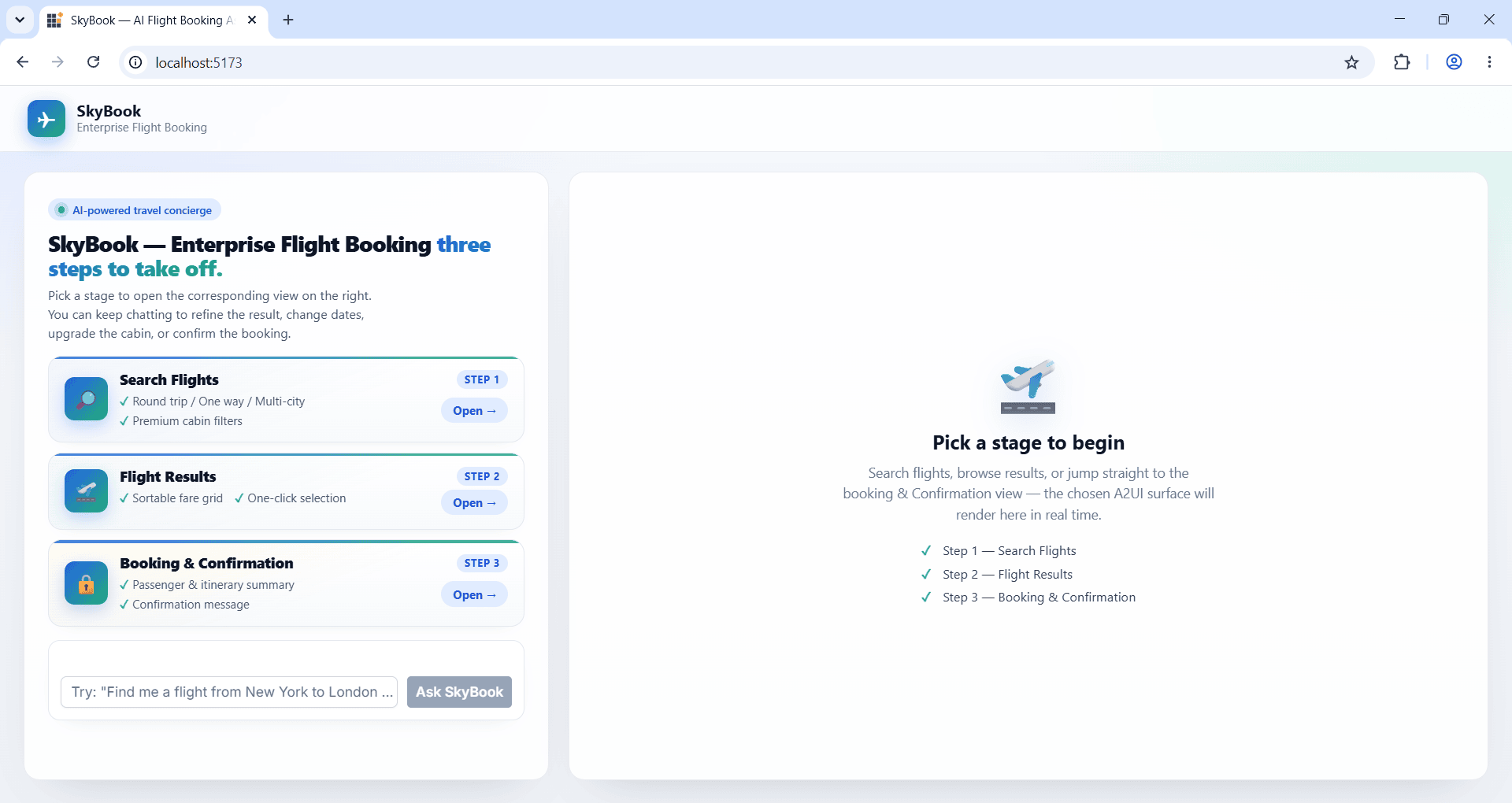 Flight booking sample