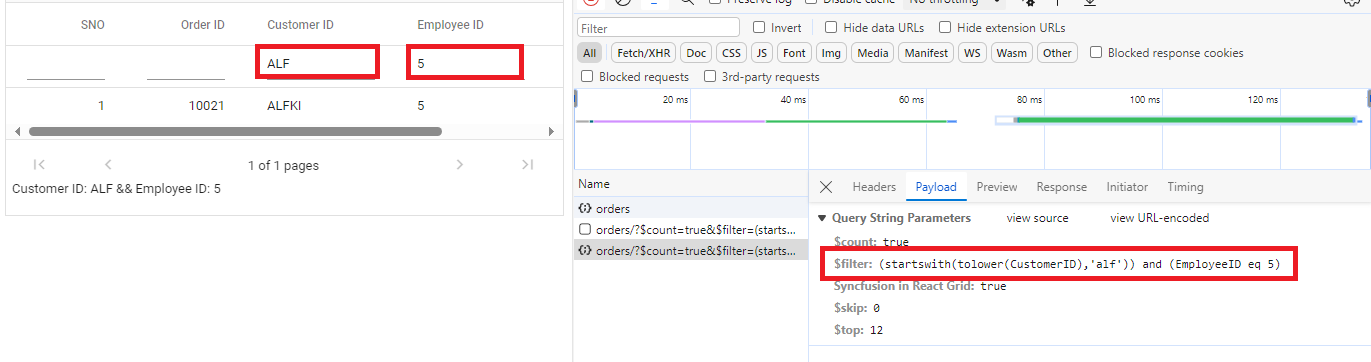 Filtering query