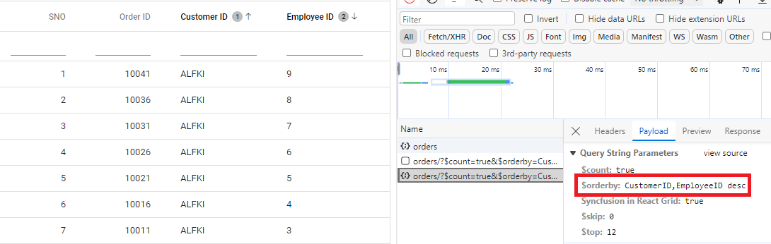 Multi column sorting query