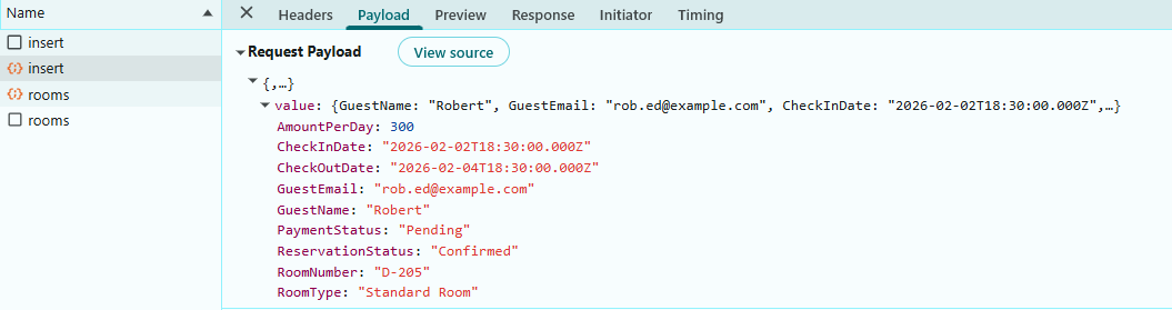 Insert Operation Payload