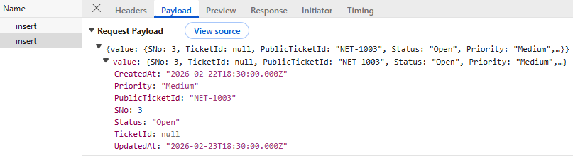 Insert Operation Payload