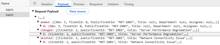 Update Operation Payload