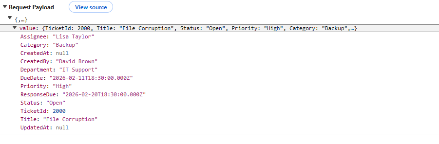 Insert Operation Payload