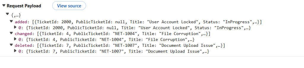 Update Operation Payload
