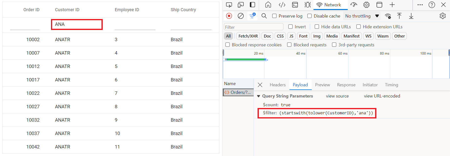 Filtering query