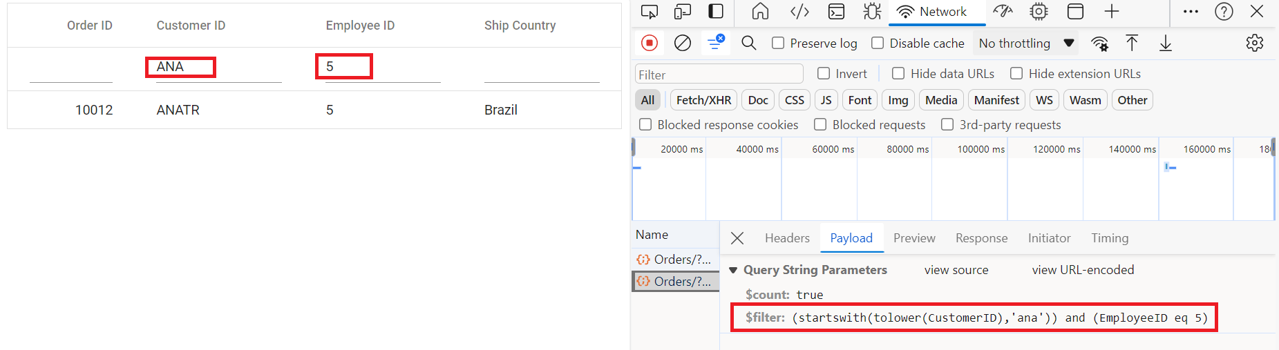 Filtering query