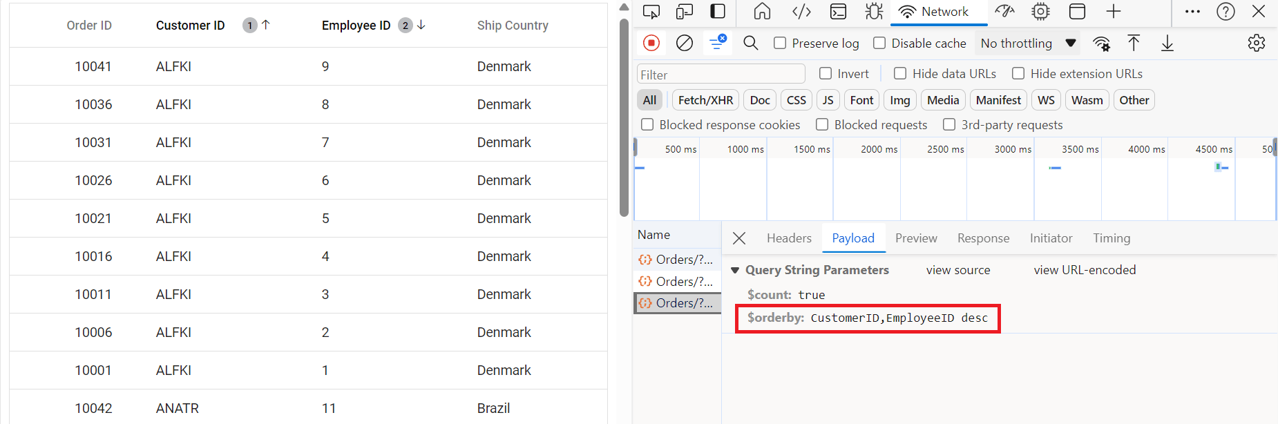 Multi column sorting query