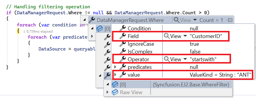 Single column filtering