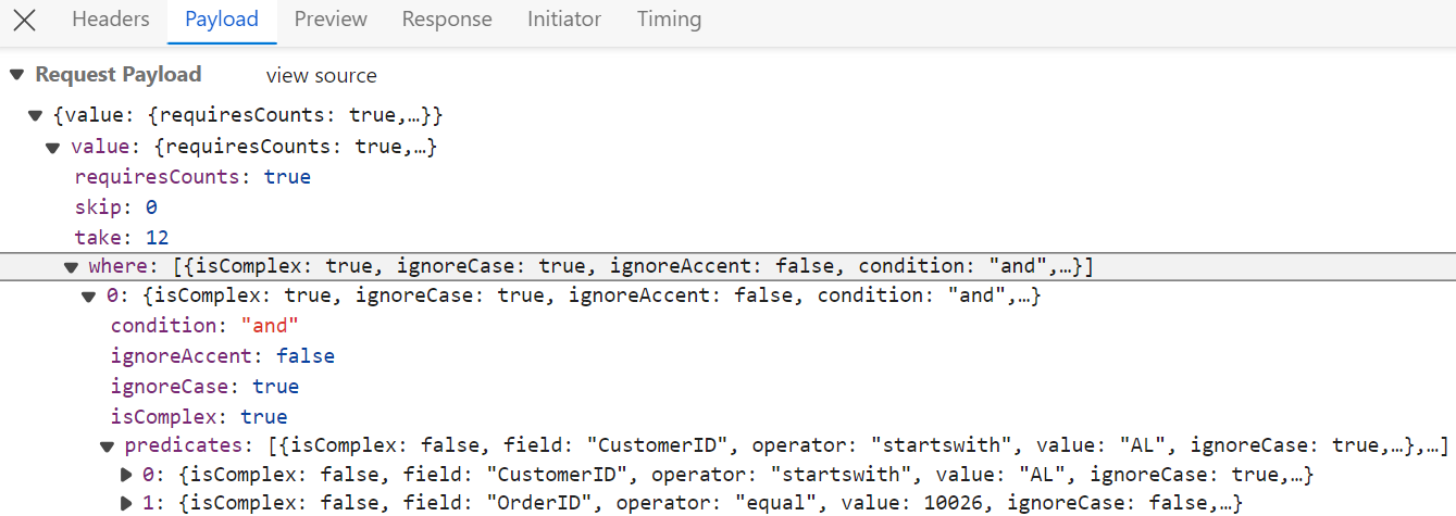 Multi column filtering