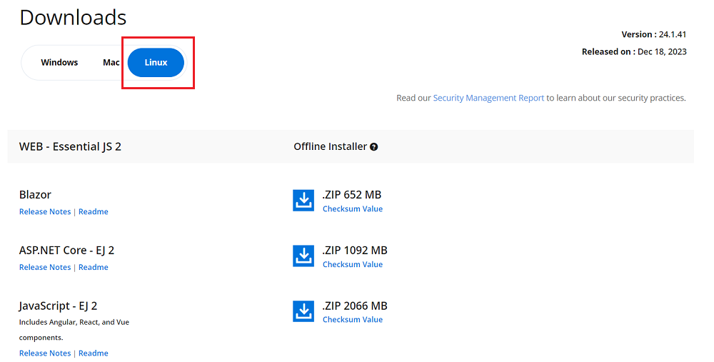License and downloads of Syncfusion<sup style="font-size:70%">®</sup> JavaScript