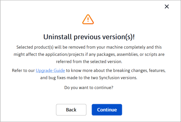 Uninstall confirmation dialog