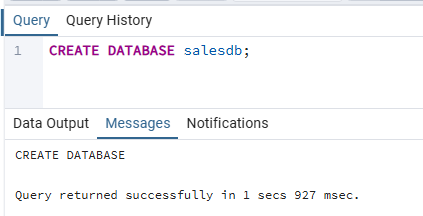 Database Created Successfully in PgAdmin