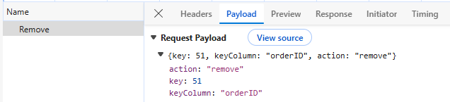 Pivot Table Delete Operation - Remove Record Payload