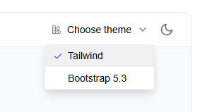 Choose Tailwind or Bootstrap theme