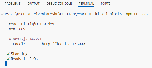 Local development server running