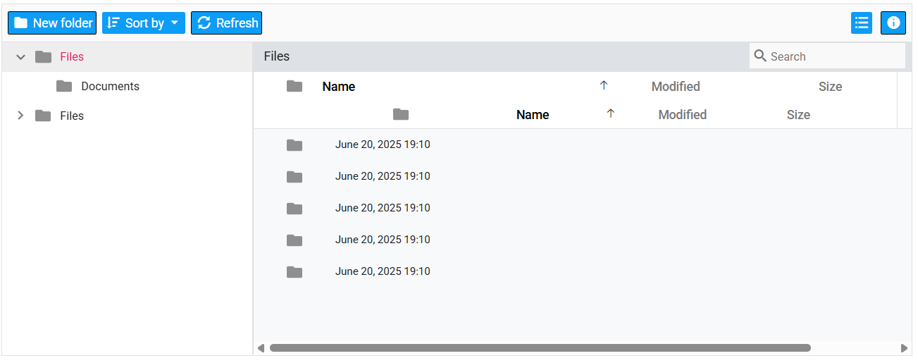 Vue File Manager Customization Toolbar