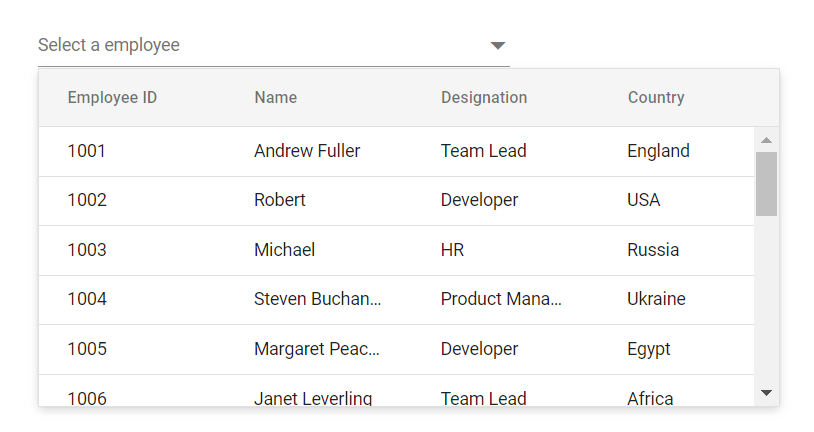 MultiColumn ComboBox suggestion list customized height and width